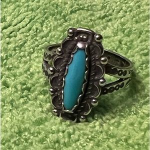 Turquoise and sterling ladies’ ring, size 6.75.